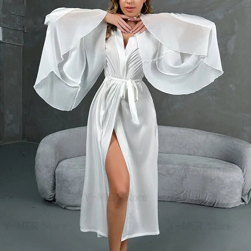 Peignoir Satiné Élégant Long