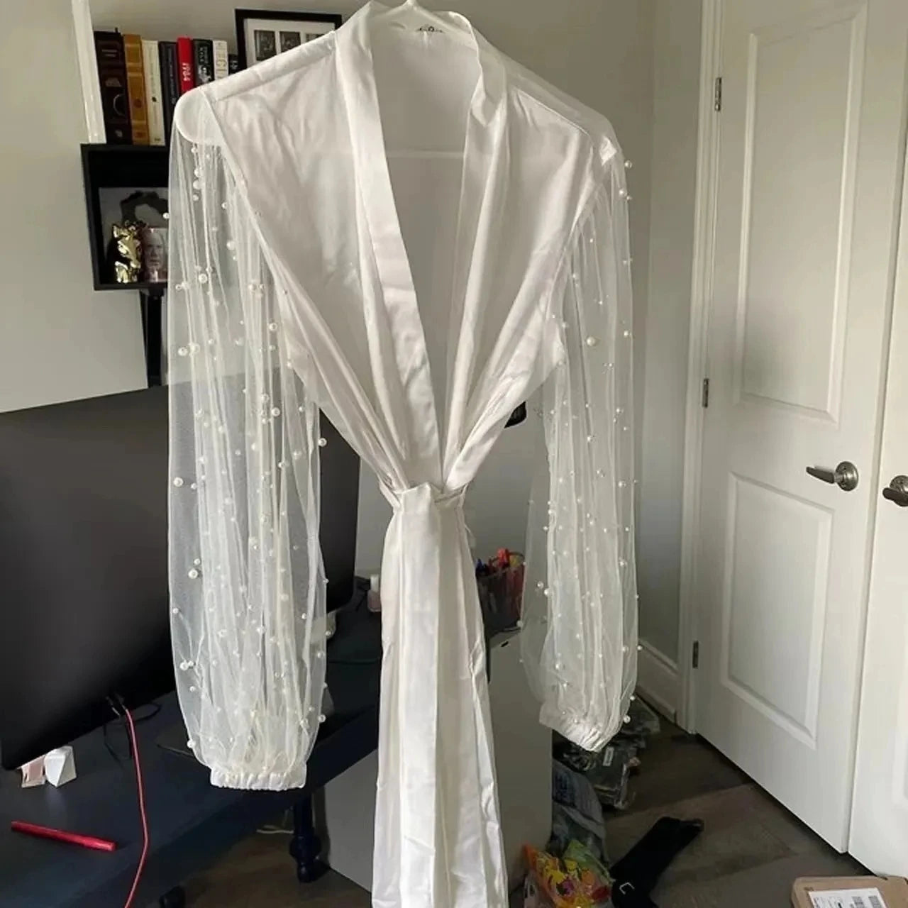 Peignoir Satin Perlé