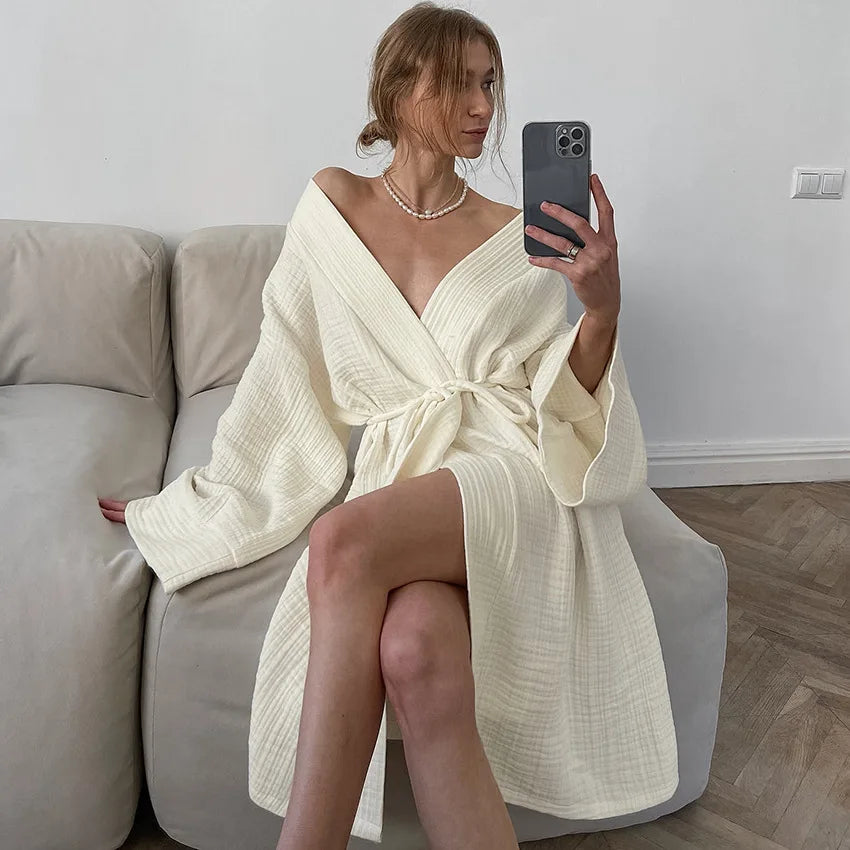 Peignoir Coton Gaufré