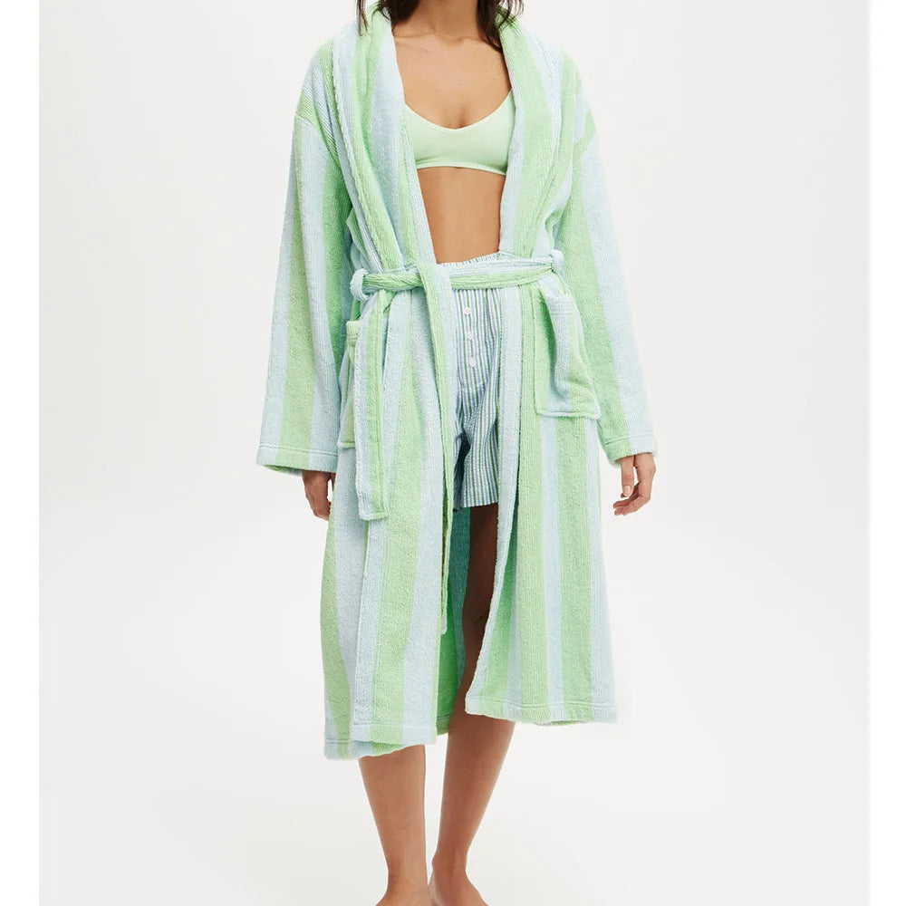 Peignoir Éponge Vert Rayé