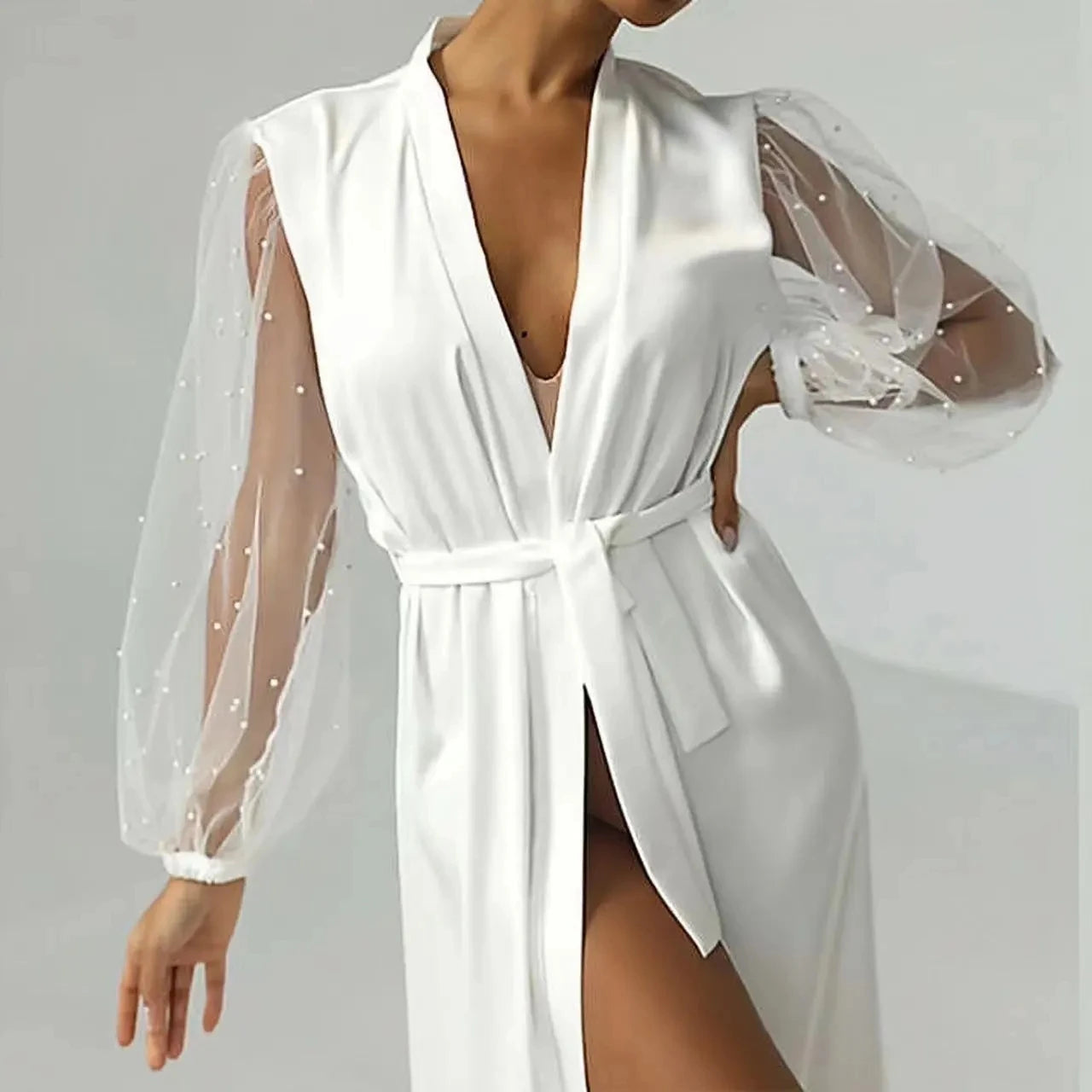Peignoir Satin Perlé