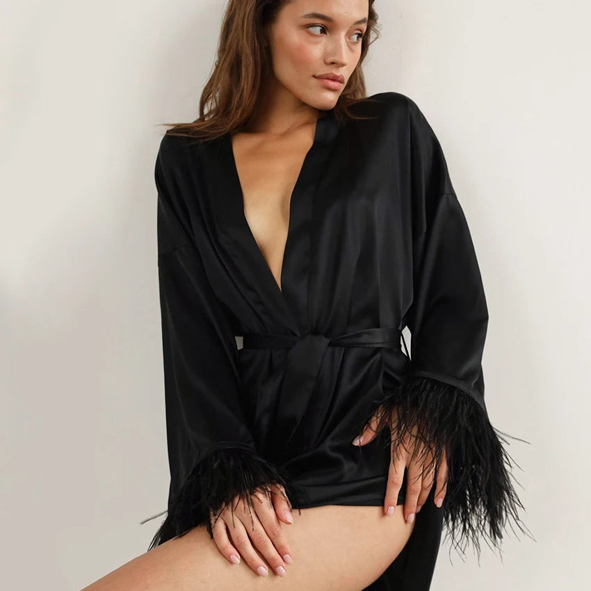 Peignoir Satin Plume