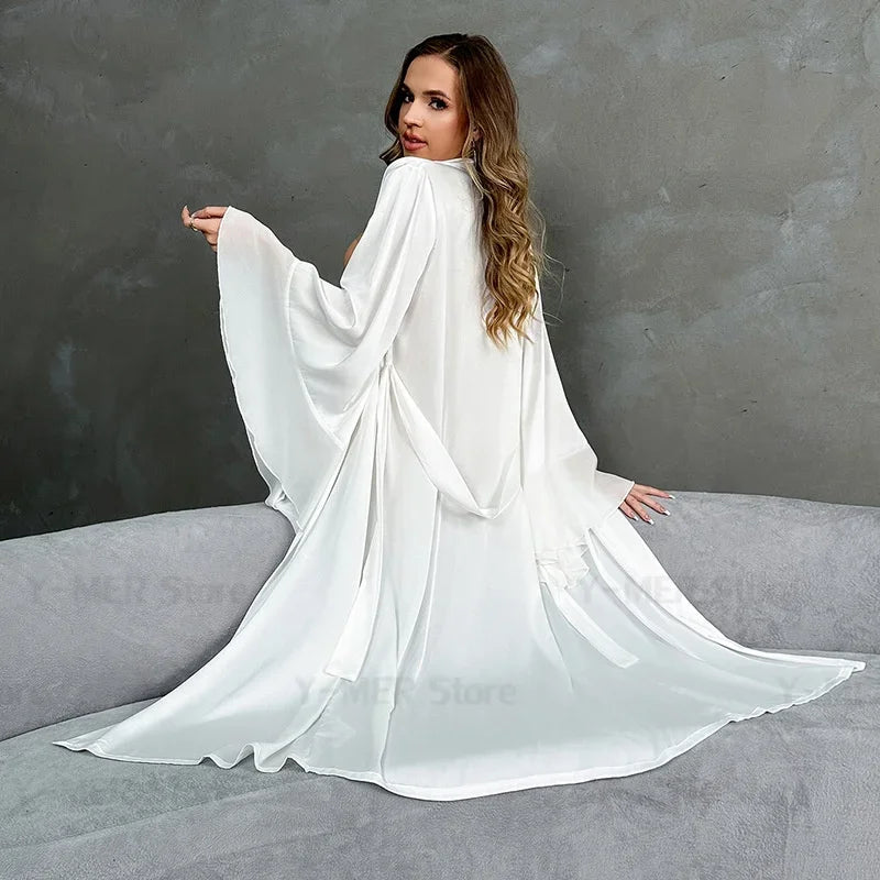 Peignoir Satiné Élégant Long