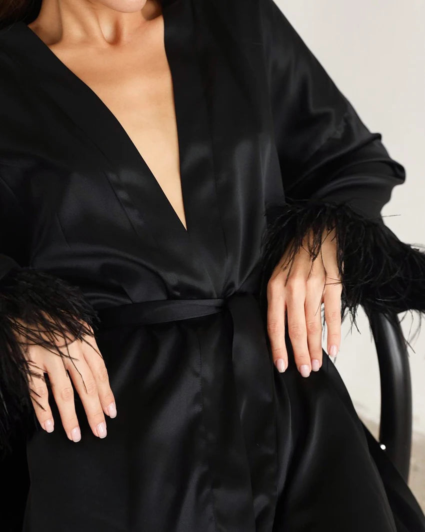 Peignoir Satin Plume