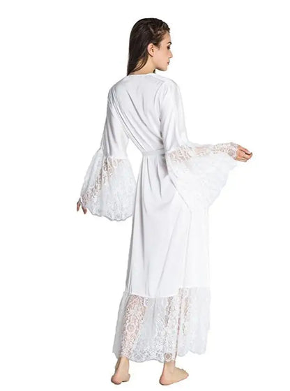 Peignoir Long Satin Dentelle