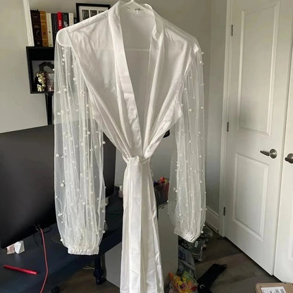 Peignoir Satin Perlé
