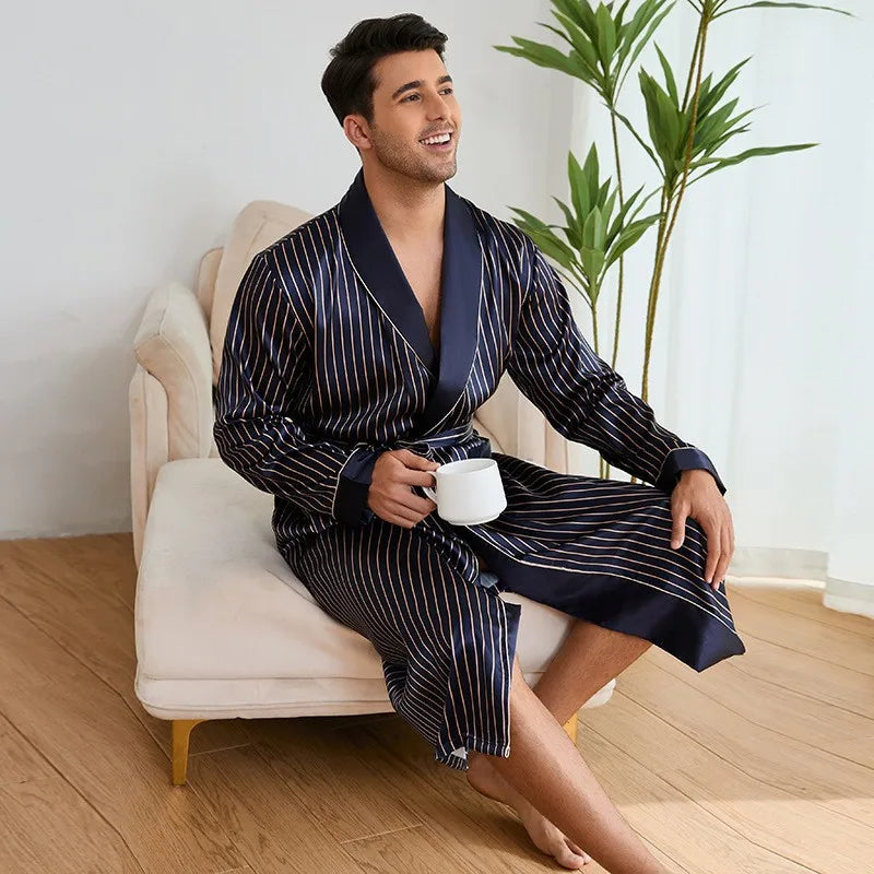 Peignoir Rayé Satin homme