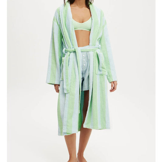 Peignoir Éponge Vert Rayé
