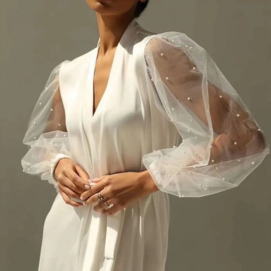 Peignoir Satin Perlé