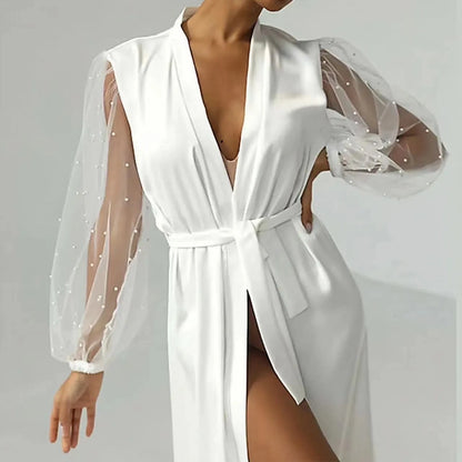 Peignoir Satin Perlé