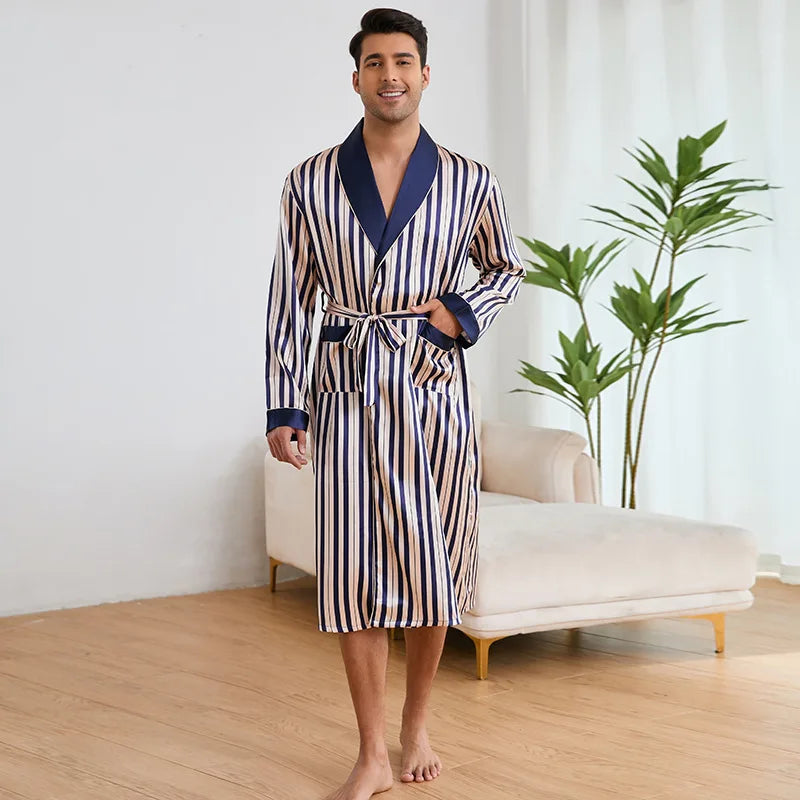 Peignoir Rayé Satin homme