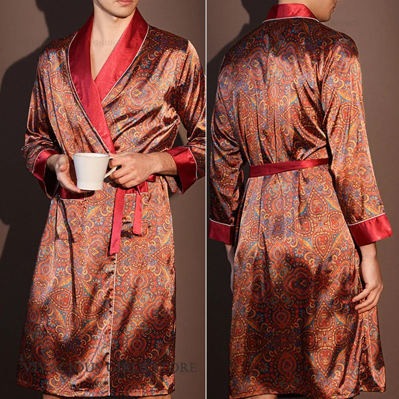 Peignoir Satin Homme Rouge