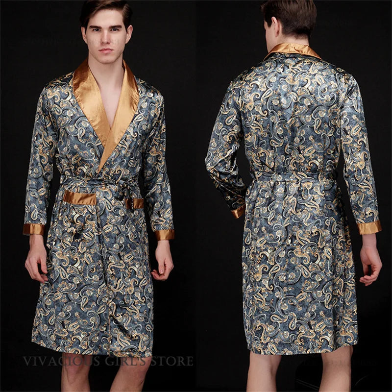 Peignoir Homme Satin Bleu