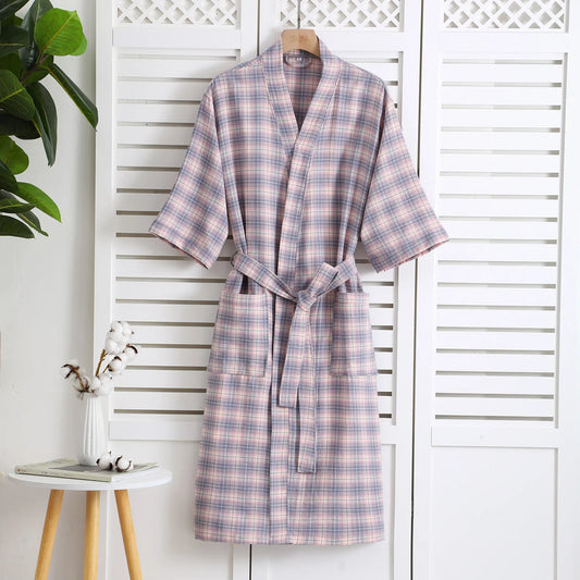 Peignoir Coton à Carreaux